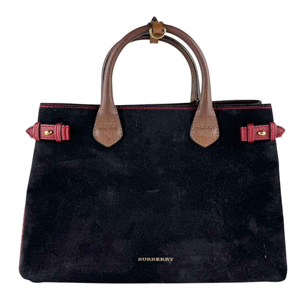 Burberry handbag/shoulder bag, suede leather, black, brown, red, women's, z9488